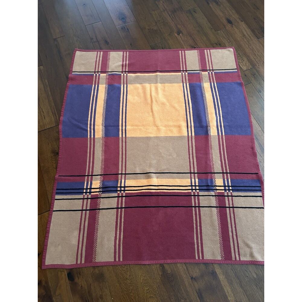Luxus Germany Bayer Draylon Baumwolle Cotton Blanket Throw Orange Purple Grape